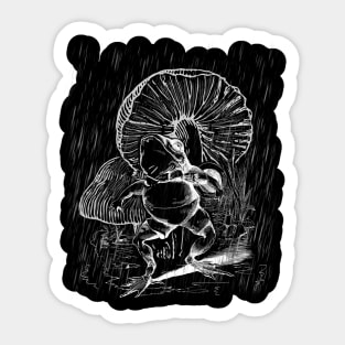 Frog under a mushroom umbrella graphic Sticker